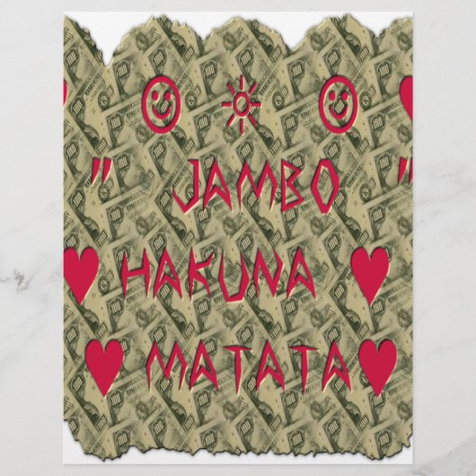 Hakuna Matata Talk Money Art Print Design Briefhoofd Sjabloon (Voorkant)