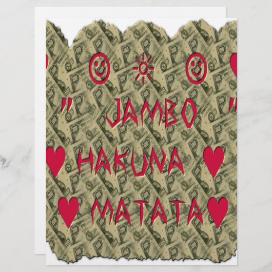 Hakuna Matata Talk Money Art Print Design Briefhoofd Sjabloon (Voorkant / Achterkant)