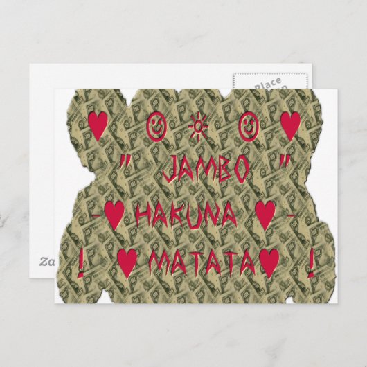 Hakuna Matata Talk Money Art Print Design Briefkaart (Voorkant / Achterkant)
