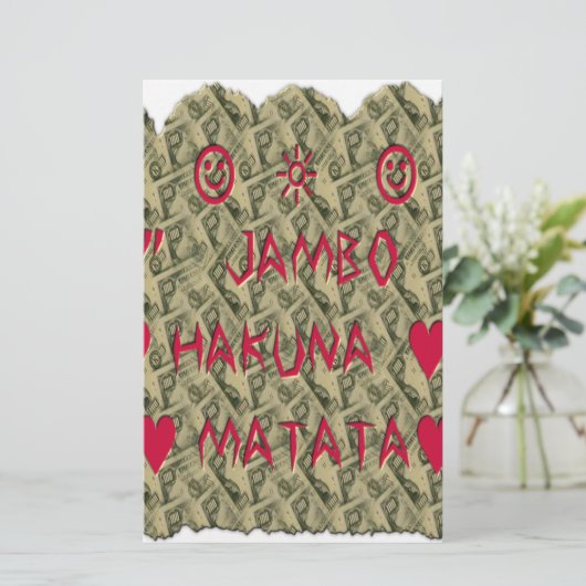 Hakuna Matata Talk Money Art Print Design Briefpapier (Staand voorkant)
