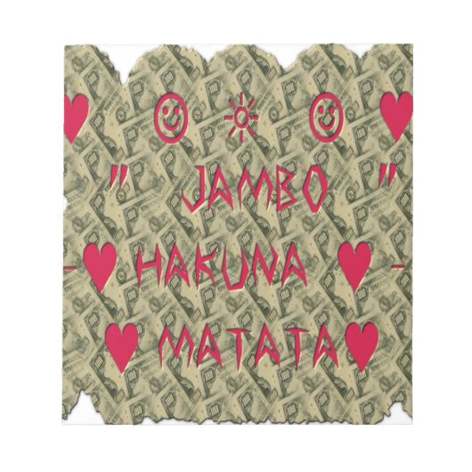 Hakuna Matata Talk Money Art Print Design Notitieblok (Voorkant)