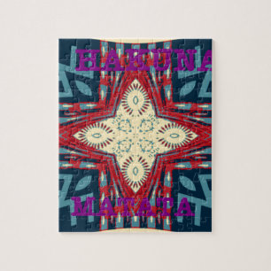 Hakuna Matata Tekst Hoop Abstracte kunst Print Des Legpuzzel