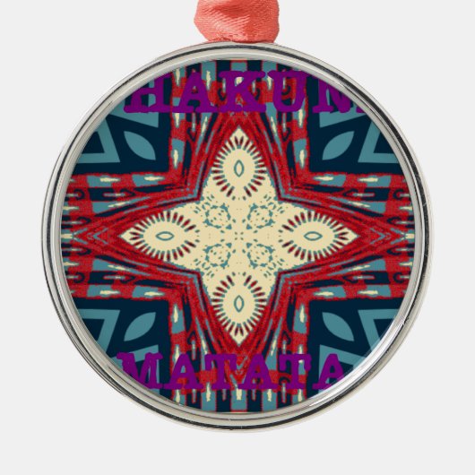 Hakuna Matata Tekst Hoop Abstracte kunst Print Des Metalen Ornament (Voorkant)