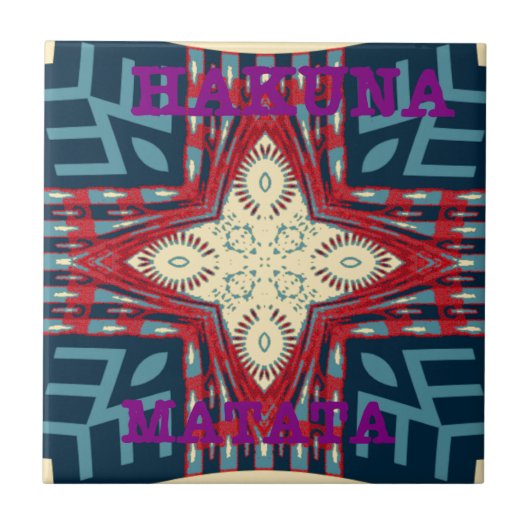 Hakuna Matata Tekst Hoop Abstracte kunst Print Des Tegeltje (Voorkant)