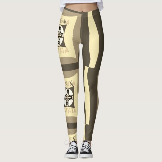 Hakuna Matata Tribale Kruis Patchwork Actieve Kled Leggings (Voorkant)