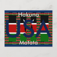 Hakuna Matata USA Kenya Black red green Briefkaart
