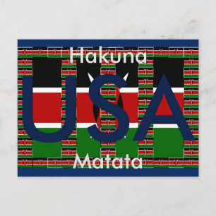 Hakuna Matata USA Kenya Black red green Briefkaart
