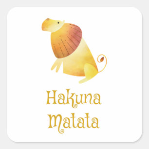 Hakuna Matata Waterverf Leeuw Vierkante Sticker