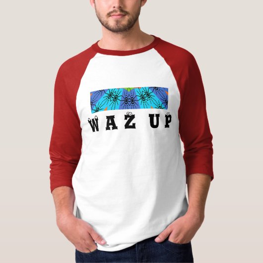 Hakuna Matata WAZ UP Mannen Basic Ringer T-Shirt (Voorkant)