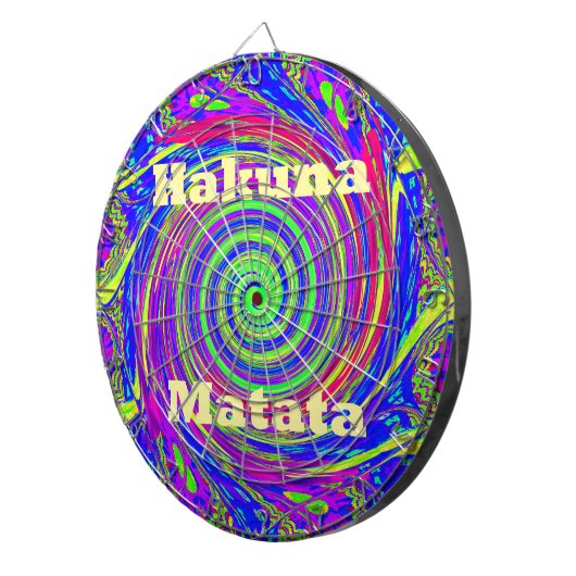 Hakuna Matata – Whirl Design met levendige kleuren Dartbord (Voorkant Rechts)