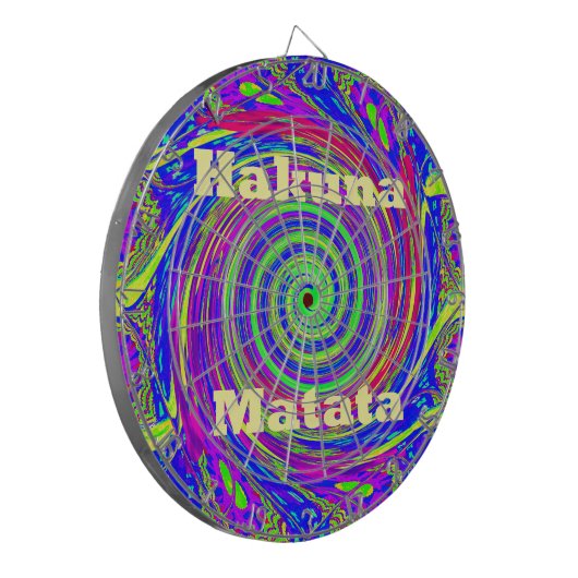 Hakuna Matata – Whirl Design met levendige kleuren Dartbord (Voorkant Links)