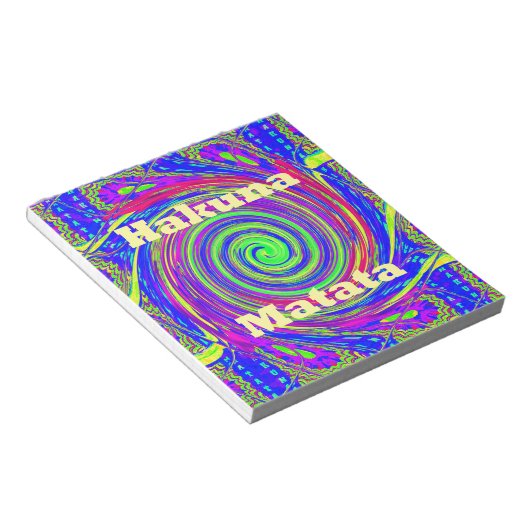 Hakuna Matata – Whirl Design met levendige kleuren Notitieblok (Schuin)