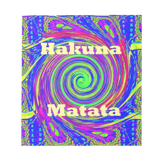 Hakuna Matata – Whirl Design met levendige kleuren Notitieblok (Voorkant)