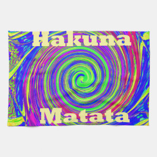 Hakuna Matata – Whirl Design met levendige kleuren Theedoek