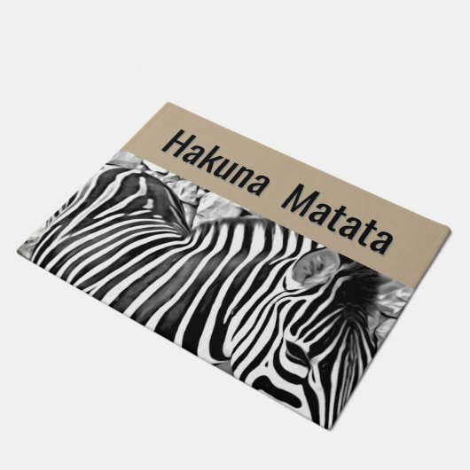  Hakuna  Matata  -zebra  close up  Deurmat (Schuin)