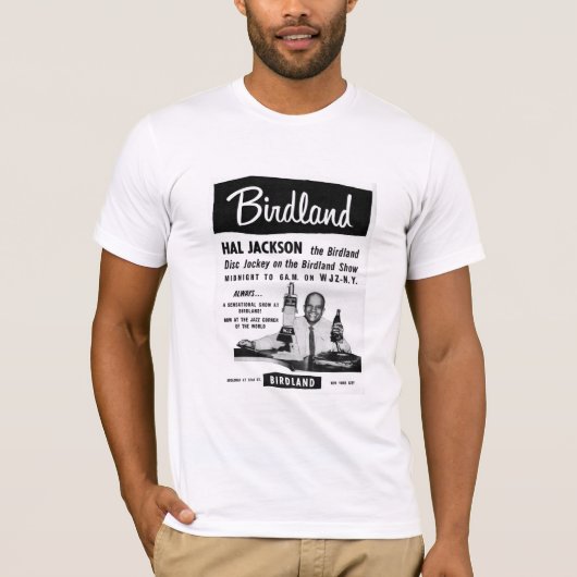 Hal Jackson bij Birdland B'way op 52nd (wht) T-shirt (Voorkant)