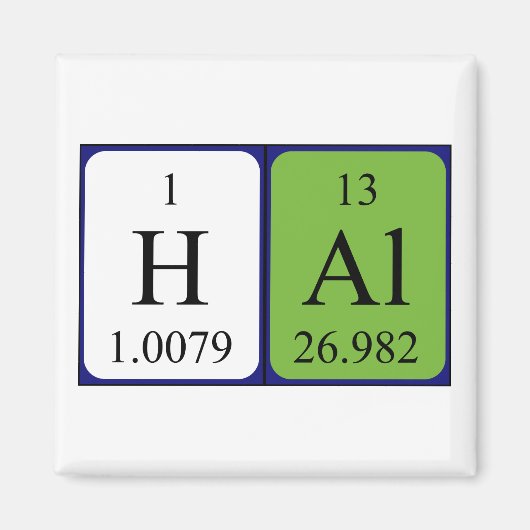 Hal periodieke table name magnet (Voorkant)