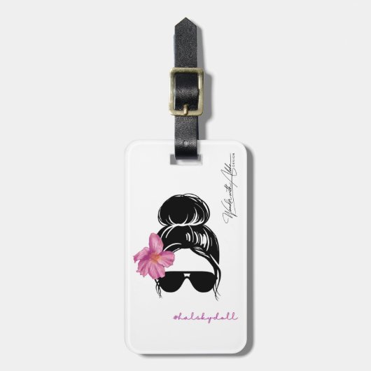 HAL Sky Doll Hibiscus door Wander met Aloha Luggag Bagagelabel (Voorkant verticaal)