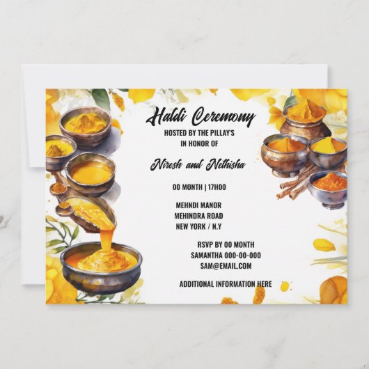 Haladi specerij ceremonie Indiase traditionele bru Kaart (Voorkant)