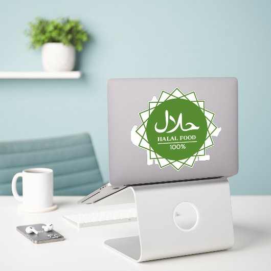Halal Engels Arabisch Zakelijk Sticker (Laptop op bureau)
