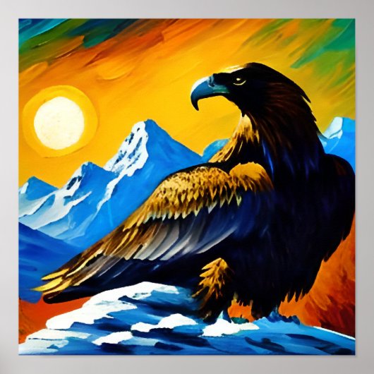 Halcón en la montaña poster (Voorkant)