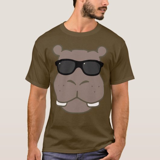 Halcyon Hippo grafisch T-shirt (bruin) (Voorkant)