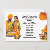 Haldi bruidegom bloemenpasta huwelijksceremonie kaart (Voorkant)