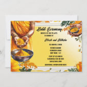 Haldi ceremonie bloemenkurkuma handen bloemen kaart (Voorkant)