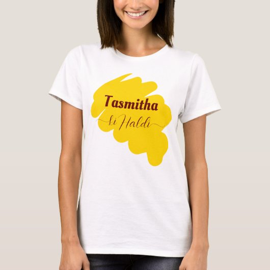 Haldi-ceremonie haldi-matching gepersonaliseerd t-shirt (Voorkant)