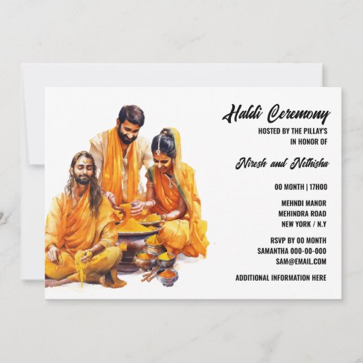 Haldi ceremonie Indiase kurkuma bruid bruidegom br Kaart (Voorkant)
