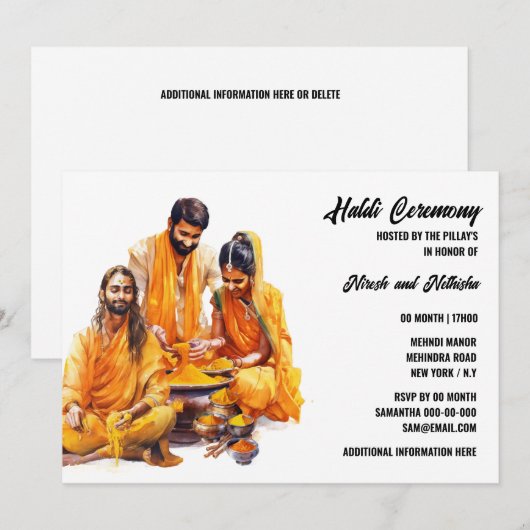 Haldi ceremonie Indiase kurkuma bruid bruidegom br Kaart (Voorkant / Achterkant)
