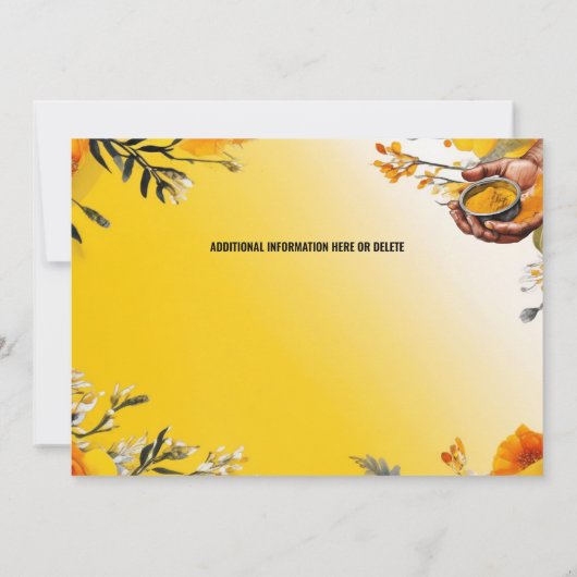 Haldi ceremonie Indiase kurkuma bruid bruidegom el Kaart (Achterkant)