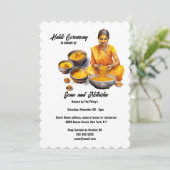 Haldi ceremonie kurkuma Indiase traditie bruiloft Kaart (Staand voorkant)
