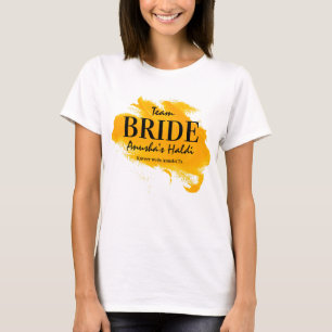 Haldi ceremonie team bruid matching gepersonalisee t-shirt