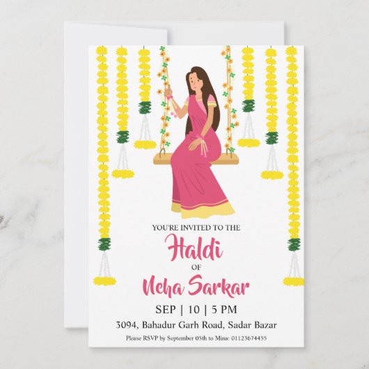 haldi ceremonie uitnodiging (Voorkant)