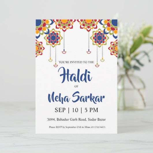 haldi ceremonie uitnodiging (Staand voorkant)