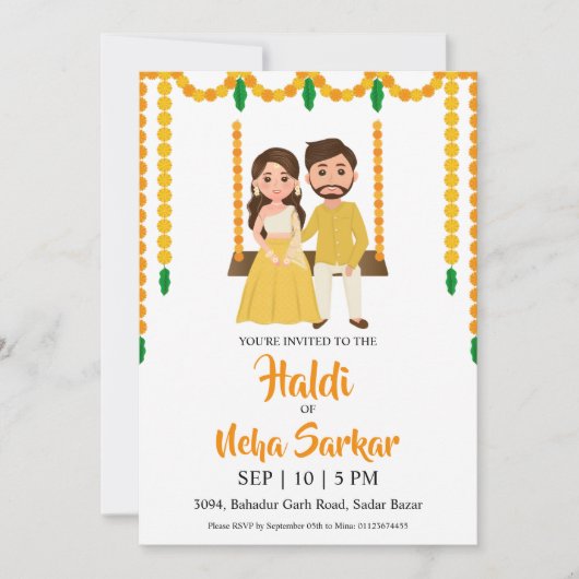 haldi ceremonie uitnodiging (Voorkant)