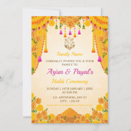 Haldi Ceremony Invitation Kaart, Maya-Kaart Kaart
