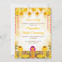 Haldi Ceremony Invitation Kaart, Maya-Kaart