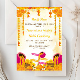 Haldi Ceremony Invitation Kaart, Maya-Kaart Kaart