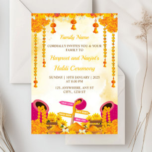 Haldi Ceremony Invitation Kaart, Maya-Kaart Kaart