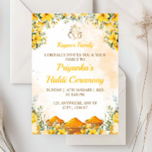 Haldi Ceremony Invitation Kaart, Pithi Invitation