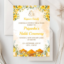 Haldi Ceremony Invitation Kaart, Pithi Invitation Kaart