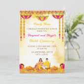 Haldi Ceremony Invitation, Maiyan Ceremony Card Kaart (Staand voorkant)
