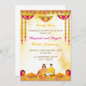 Haldi Ceremony Invitation, Maiyan Ceremony Card Kaart (Voorkant / Achterkant)