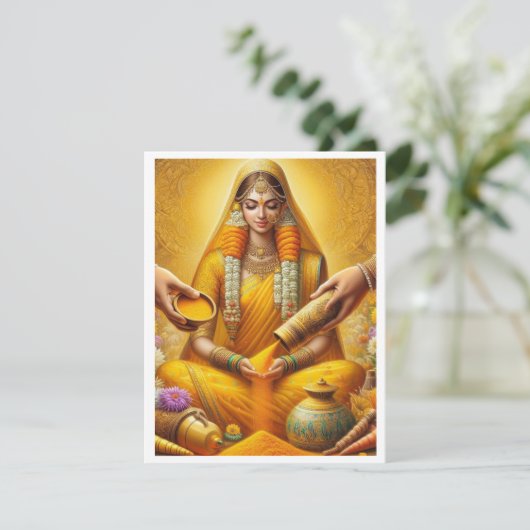 Haldi Ceremony Uitnodiging Kaart (Staand voorkant)