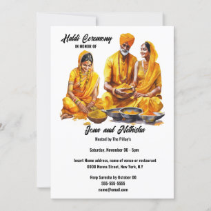Haldi familie ceremonie bruids zegeningen kurkuma kaart