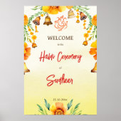 Haldi goudsbloemen klokken Indiase bruiloft welkom Poster (Voorkant)