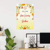 Haldi goudsbloemen klokken Indiase bruiloft welkom Poster (Thuiskantoor)