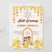 Haldi Indianese bruiloft schattig Hindu-koppel gee Kaart (Voorkant)